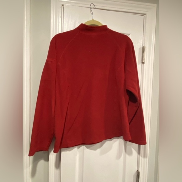 L.L. Bean Size XL Dark Red Mock Neck Quarter Zip Pullover Fleece Top Zip Pocket - Picture 7 of 9